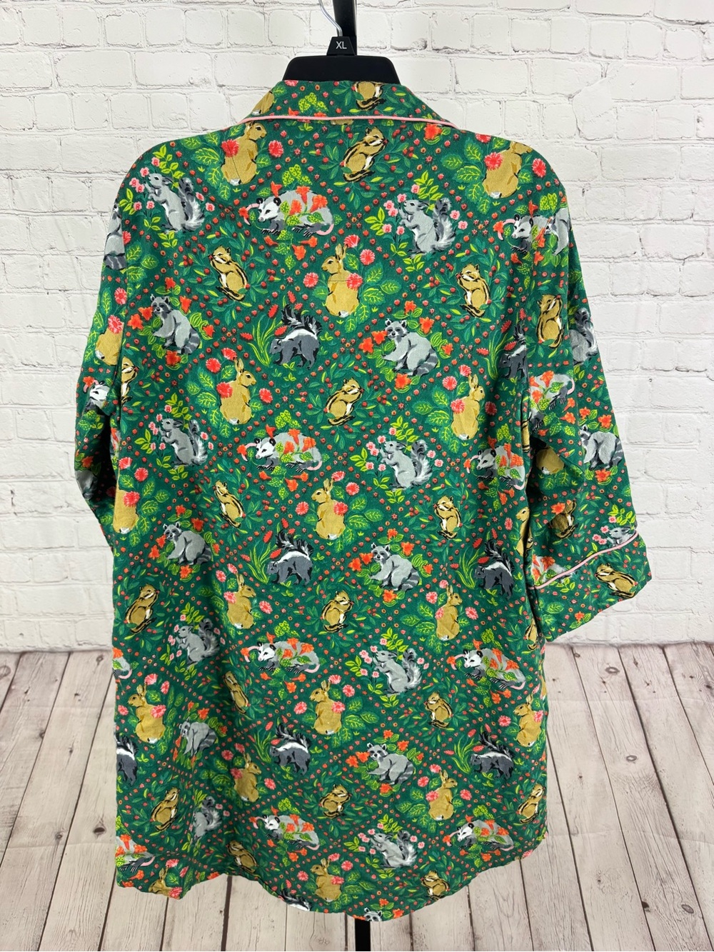 Printfresh Woodland Critters Organic Cotton Sleep Shirt Nightgown Green Sz Small - Picture 6 of 8
